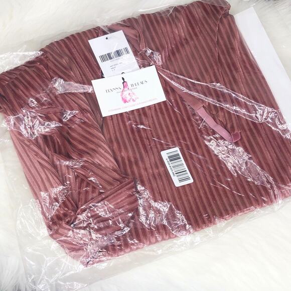 Forever 21 Rose Pink Velvet Ribbed V-Neck Dress Medium Sexy Going Out - Picture 5 of 8